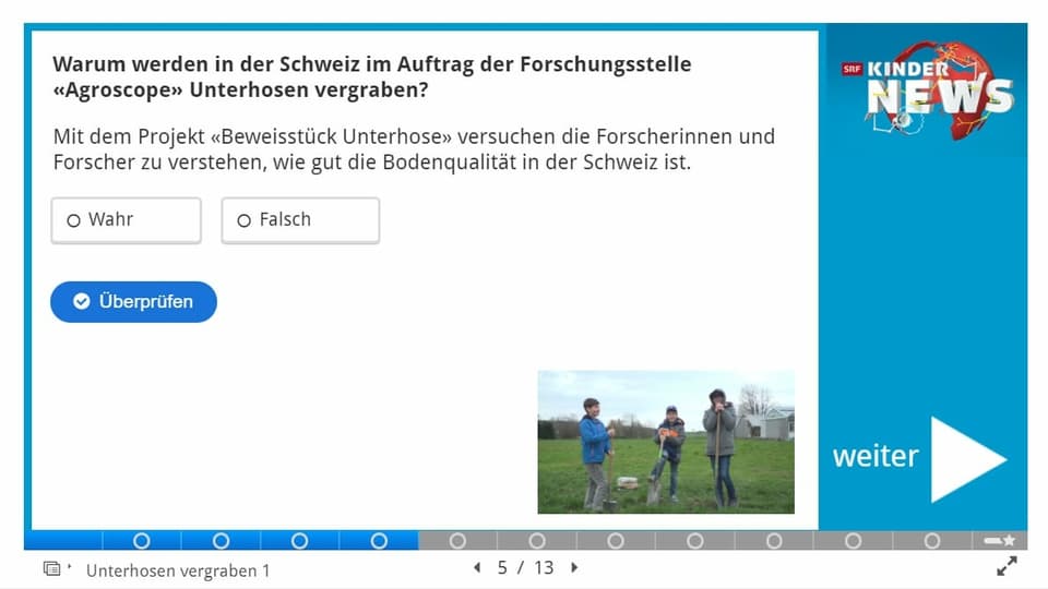 Eine Frage aus dem Quiz mit Multiple-Choice Antwortmöglichkeiten.