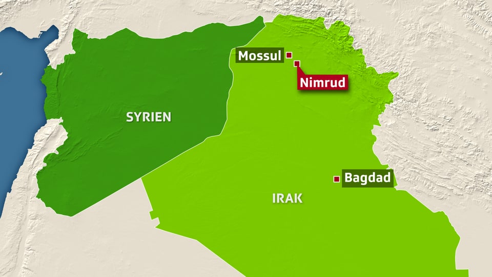 Grafische Karte mit Syrien und Irak