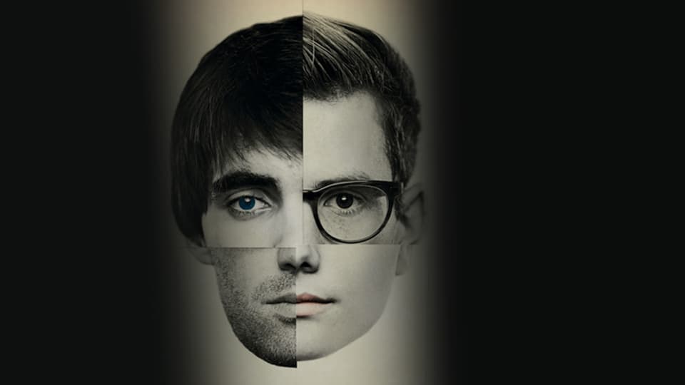 Zwei übereinandergelegte Schwarz-weiss Portraits zweier junger Männer