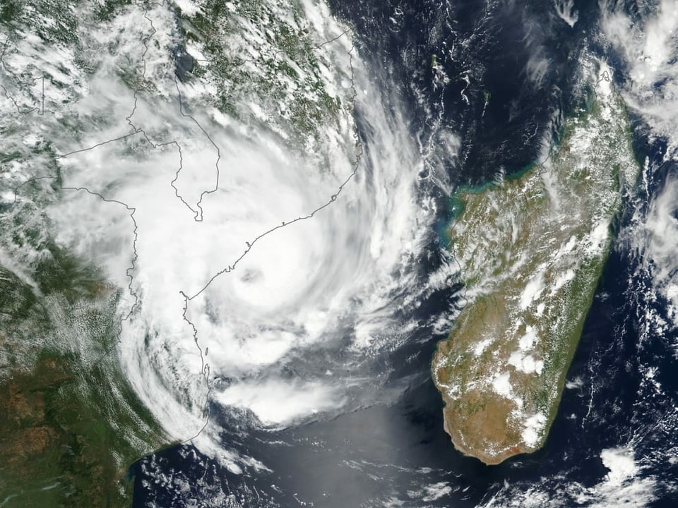 Radarbild des Auges des Wirbelsturms neben Madagaskar.