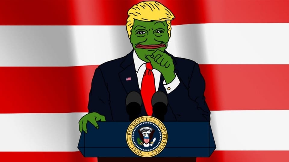 Ein Bild zeigt Donald Trump als Pepe the Frog