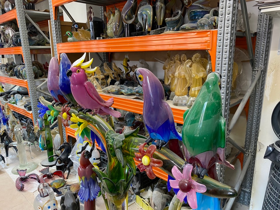 Glasvögel der Firma Zanetti. Solche Kunstwerke kosten über zehntausend Euro. 