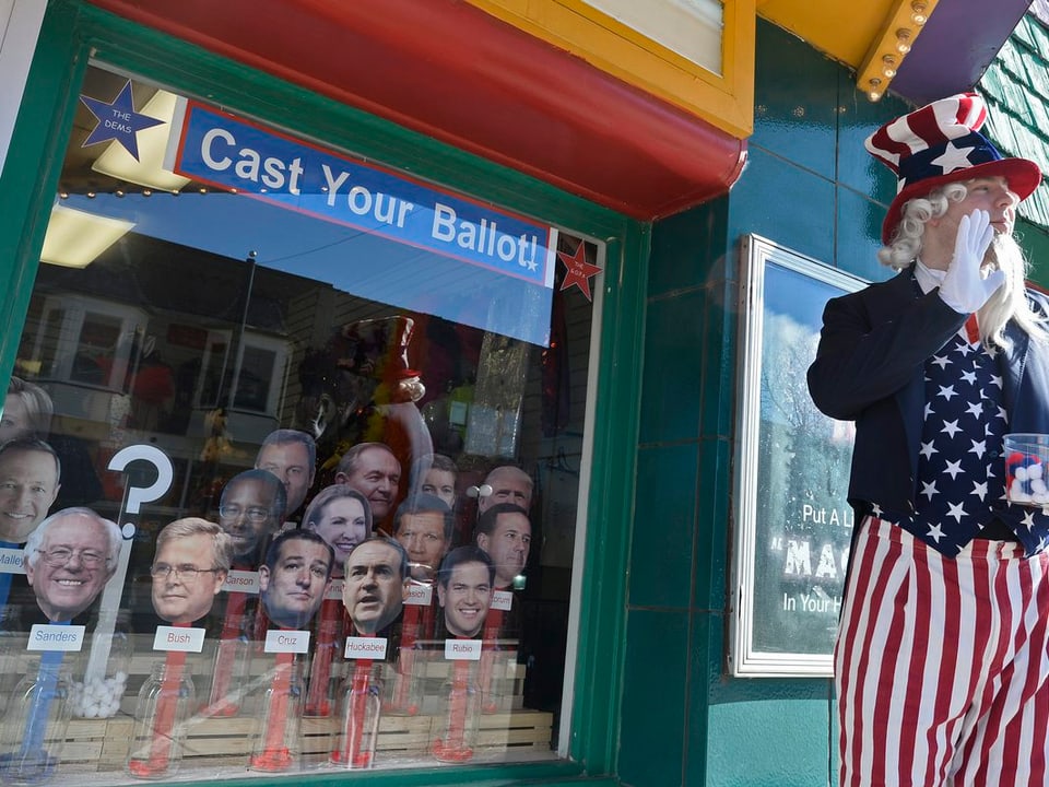 Vorwahlkampf macht Laune: Uncle Sam in Iowa.