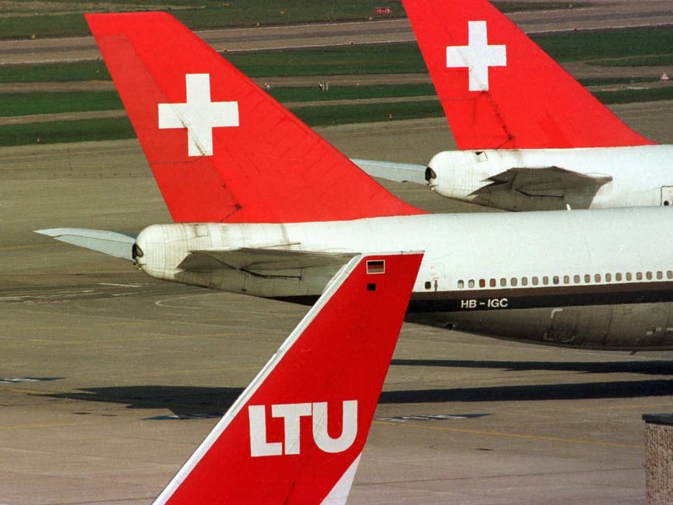 Ein Swissair- und LTU-Flieger.
