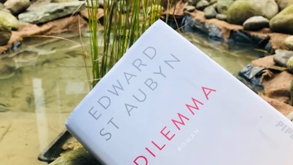 «Dilemma» von Edward St Aubyn wird vor einen kleinen Teich gehalten. 