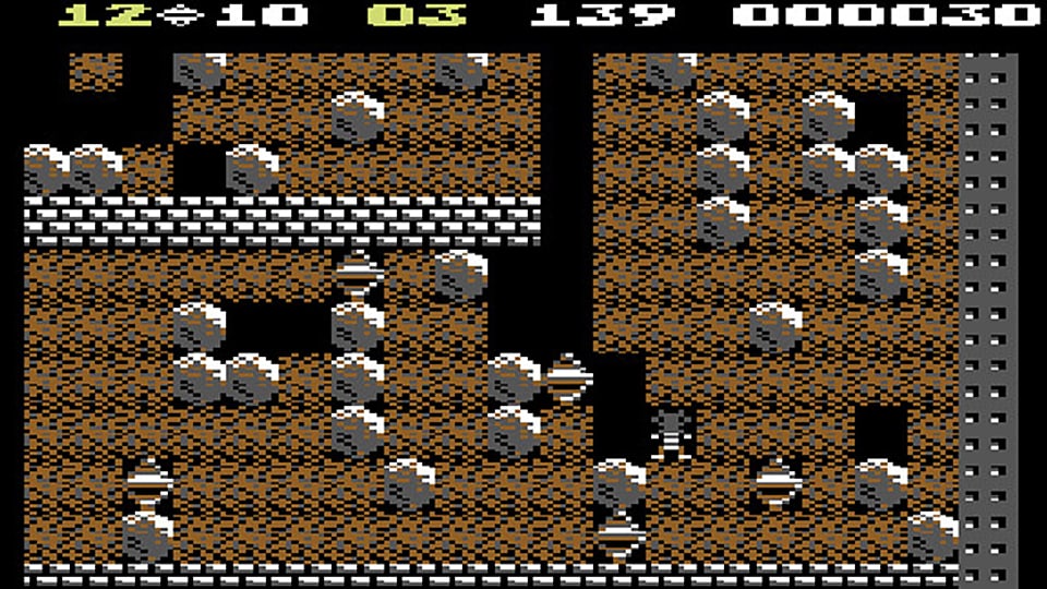 Ein Bildschirmfoto des Commodore-64-Games «Boulder Dash»