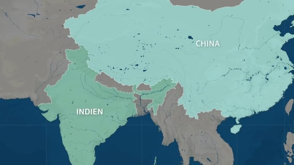 Karte von Indien und China