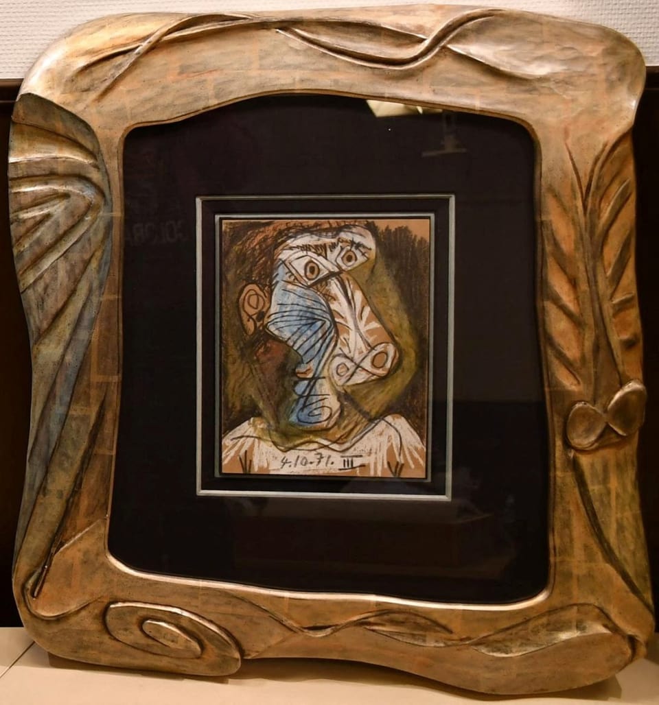 Zu sehen ist das Bild «Tête» von Pablo Picasso, ein abstrakt gemaltes Gesicht.
