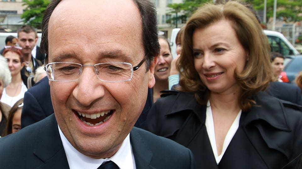 Der französische Präsident François Hollande und seine Lebensgefährtin Valérie Trierweiler