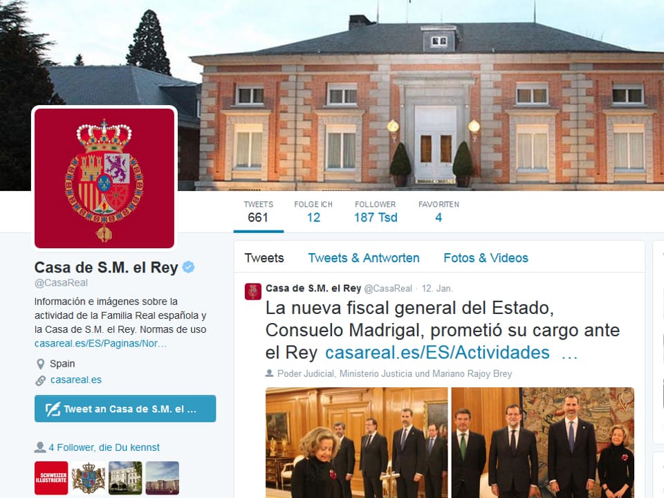 Facebook-Seite des spanieschen Königshauses.
