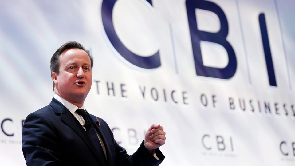 David Cameron spricht an der Jahrestagung des britischen Arbeitgeberverbands.