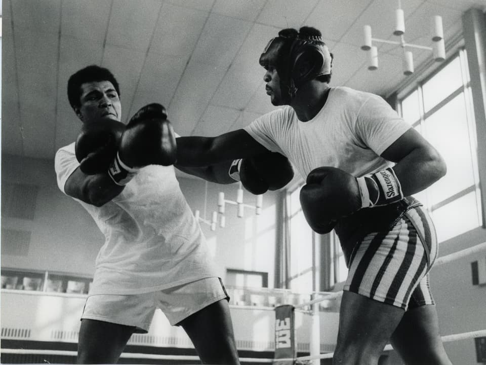 Muhammed Ali beim Sparring-Boxkampf in Zürich 1971.
