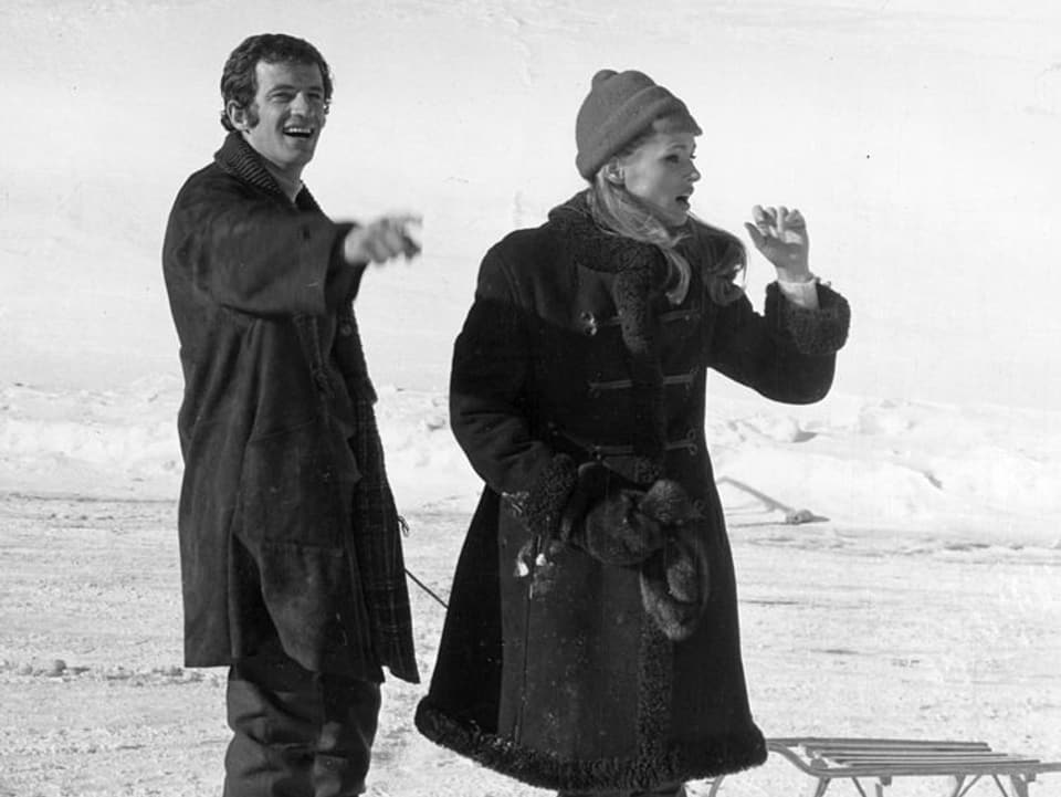 Belmondo und Ursula Andress 1967 in den italienischen Alpen.