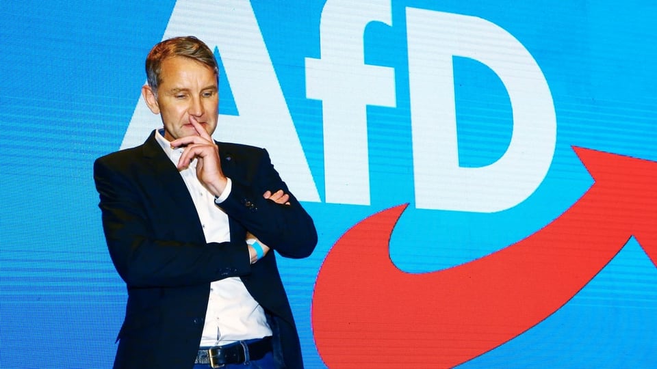 Björn Höcke vor dem AfD-Logo