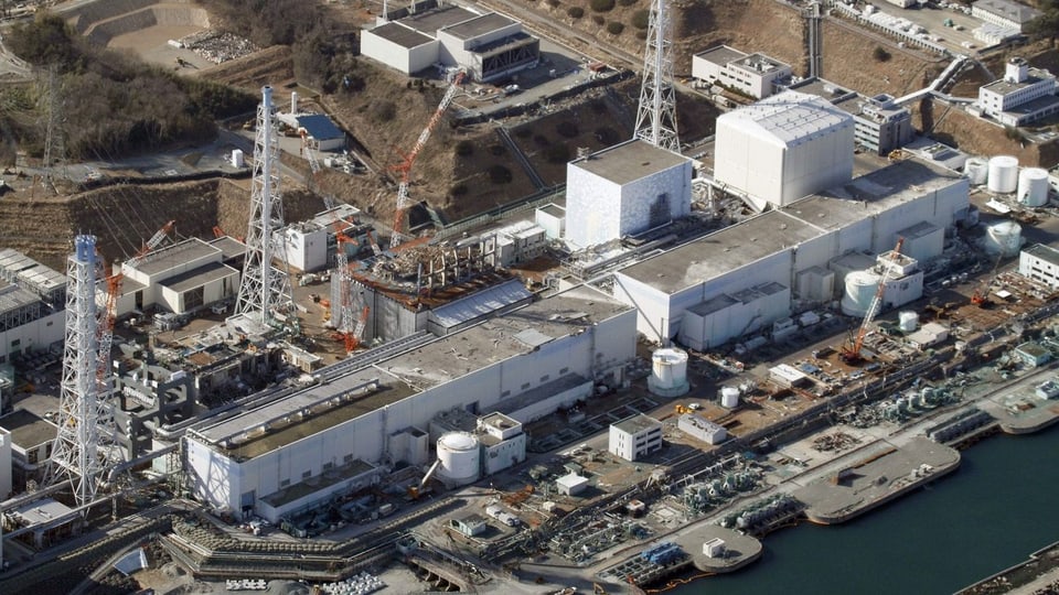 Luftaufnahme der Nuklearanlage Fukushima Daiichi heute.