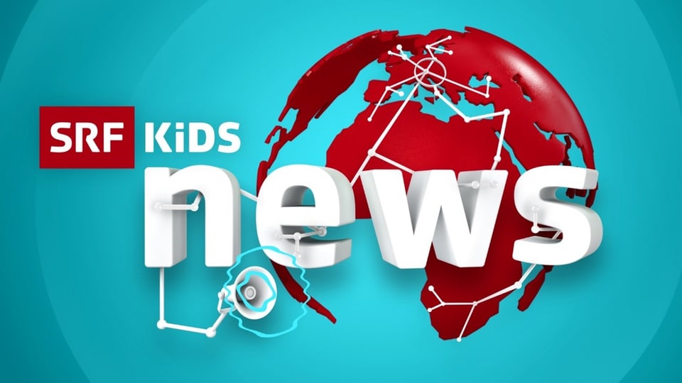Logo von «SRF Kids-News»: Blauer Hintergrund mit einem Globus davor und der Überschrift «SRF Kids News» 