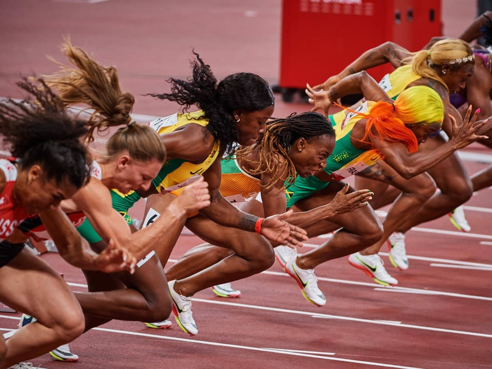 6 der 8 Teilnehmerinnen des Olympia-Finals über 100 m sind in Lausanne am Start.
