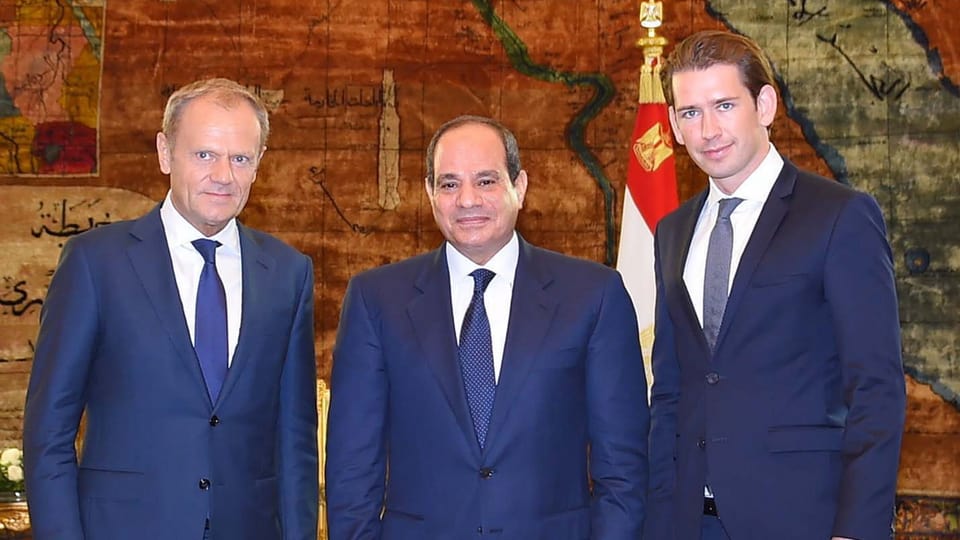 Tusk, al-Sisi und Kurz in Kairo.