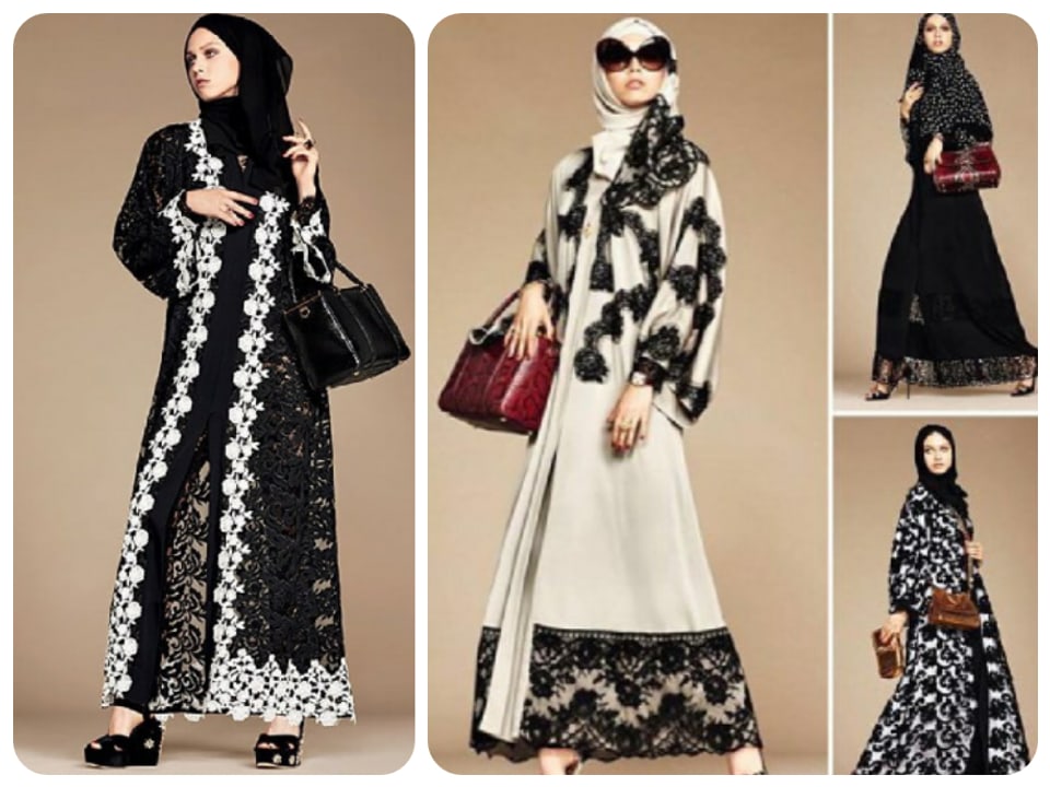 Models mit Kopftuch und Abaya