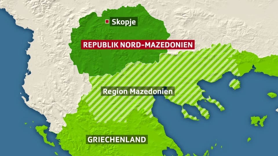 Kartenausschnitt mit Nord-Griechenland und Mazedonien.