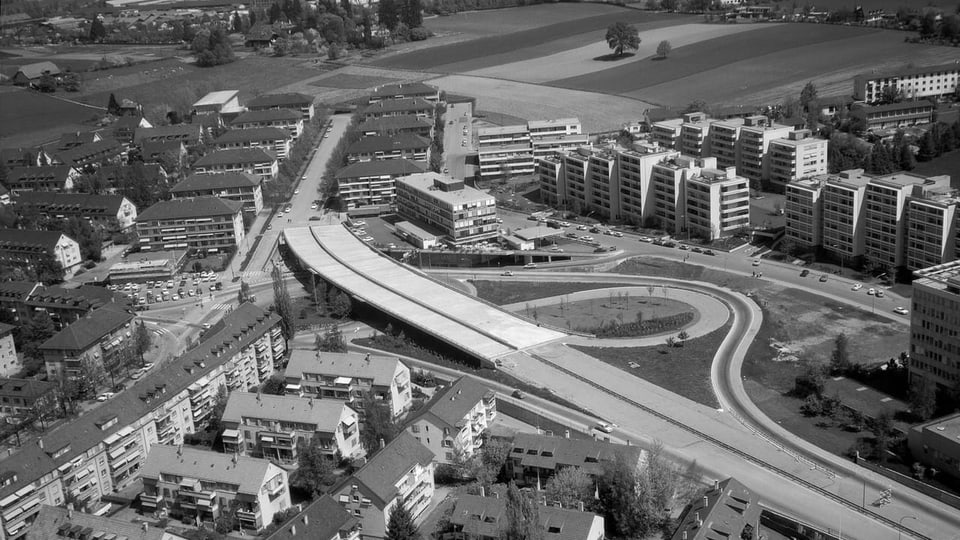 Historische Aufnahme, Autobahn im Bau