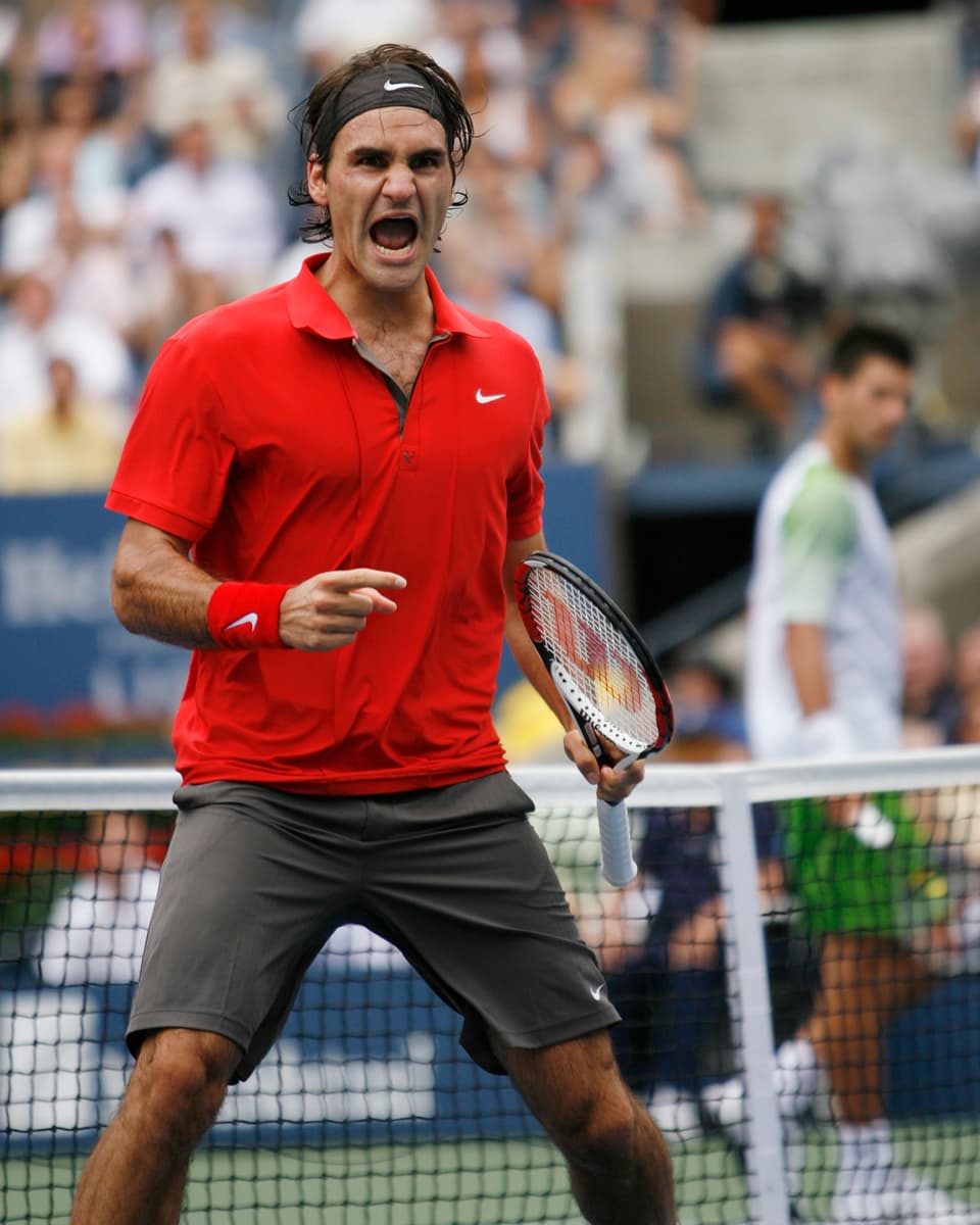 Federer schreit.