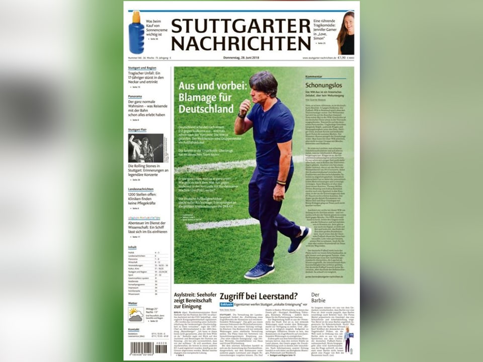 Titelseite Stuttgarter Nachrichten