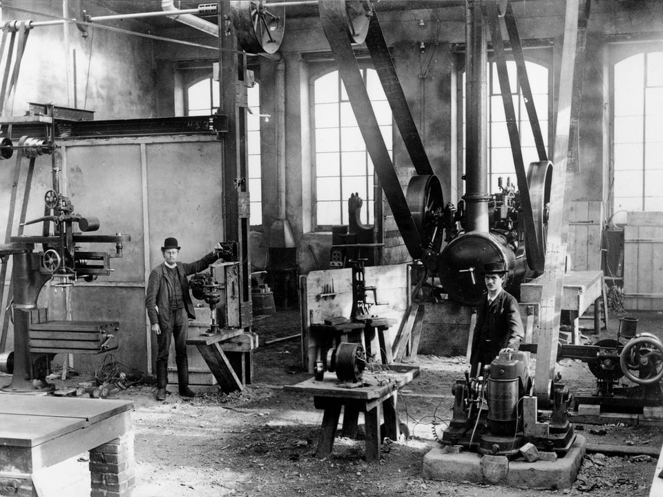 Erste Werkstatt in Baden. Fotografiert 1892.