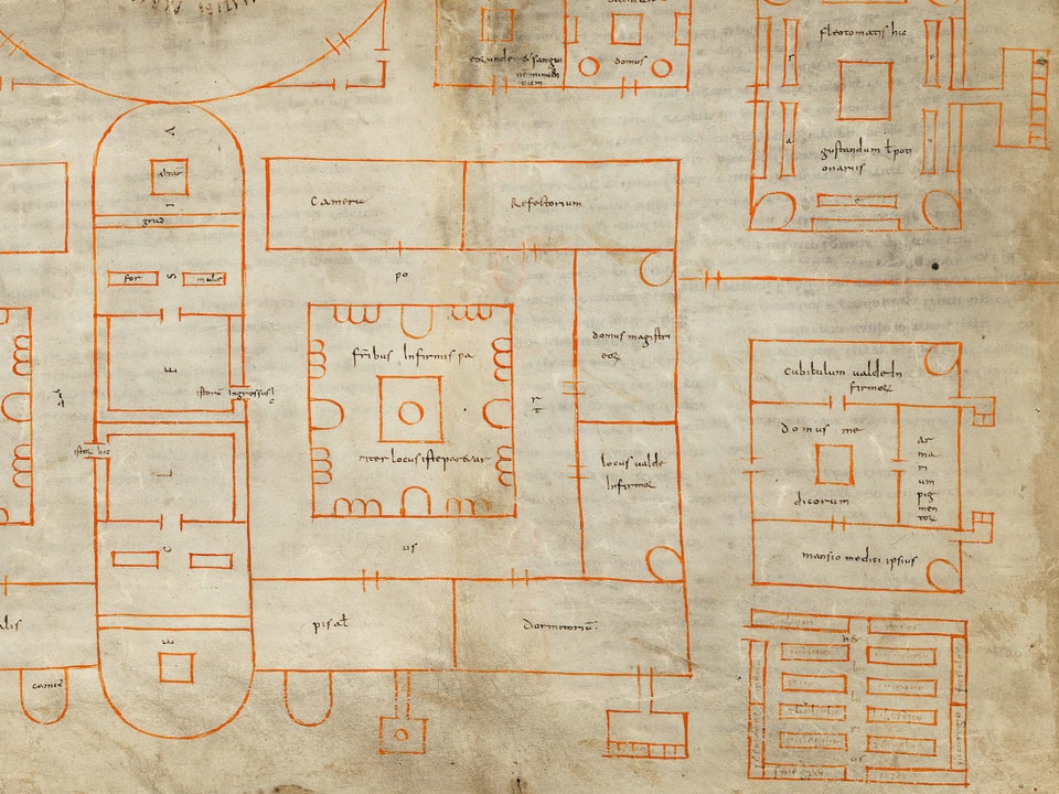 Der Spitalbezirk auf dem St.Galler Klosterplan (Detail). 