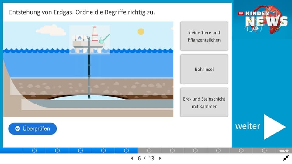 Screenshot einer Quiz-Frage aus dem Quiz zu den Kinder-News.