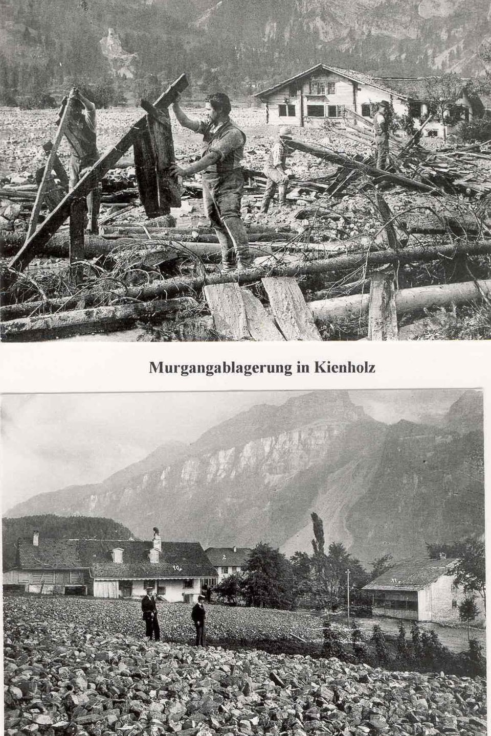 Aufwändige Aufräumarbeiten nach der Lammbach-Katastrophe in Kienholz im August 1896.