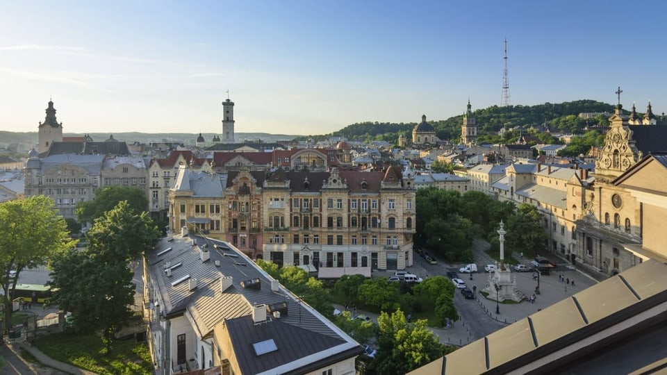 Vogelperspektive einer Altstadt