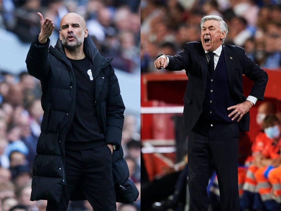 Das Trainerduell Pep Guardiola und Carlo Ancelotti.