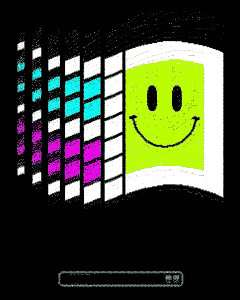 Fenster und fröhlicher Smiley: Windows 93 begrüsst den Benutzer.