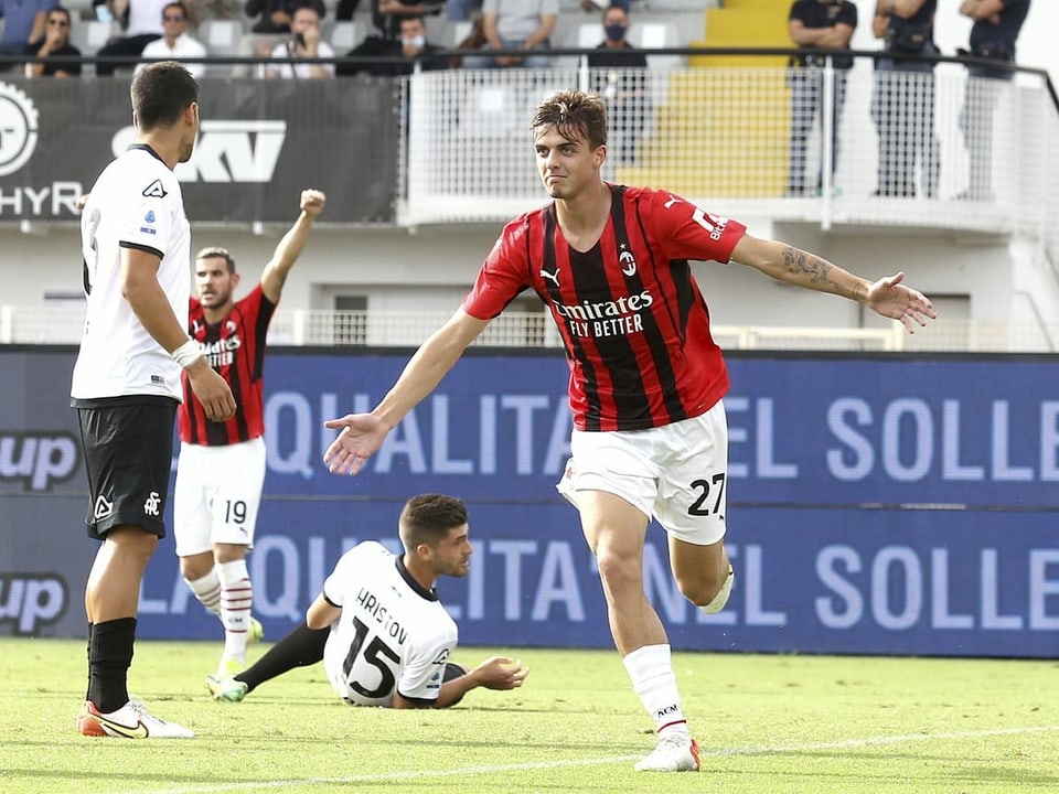 Daniel Maldini erzielt erstes Pflichtspieltor für Milan.