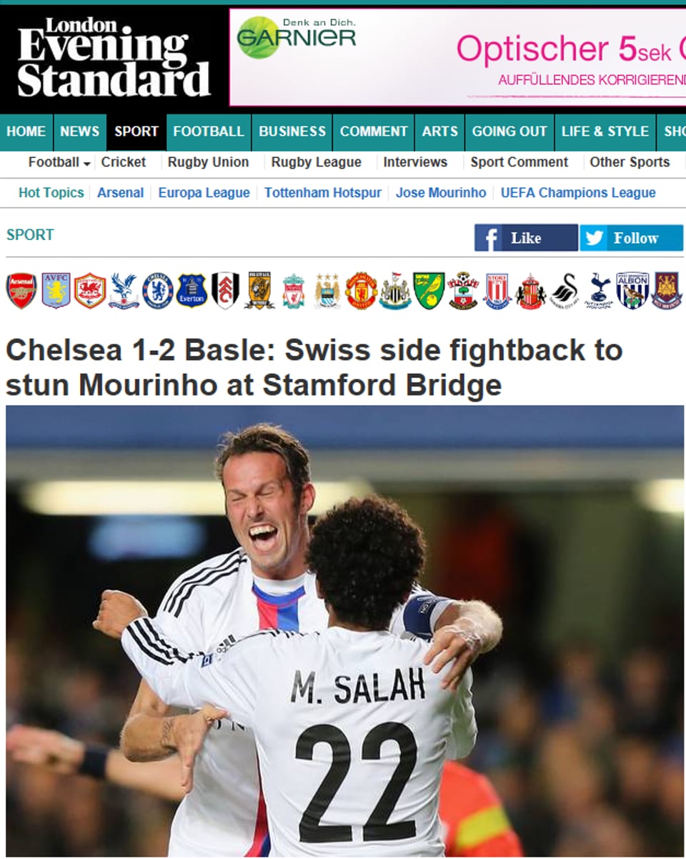 «Schweizer Mannschaft kämpft sich zurück und verblüfft Mourinho an der Stamford Bridge»
