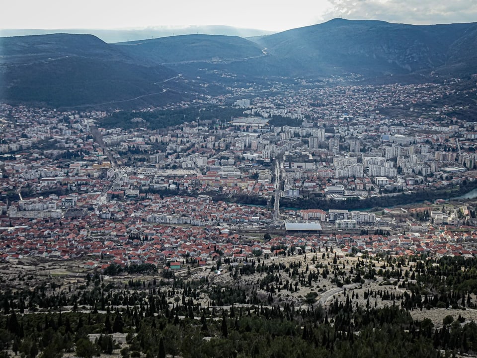Die Aussicht vom Hausberg «Fortica» über Mostar
