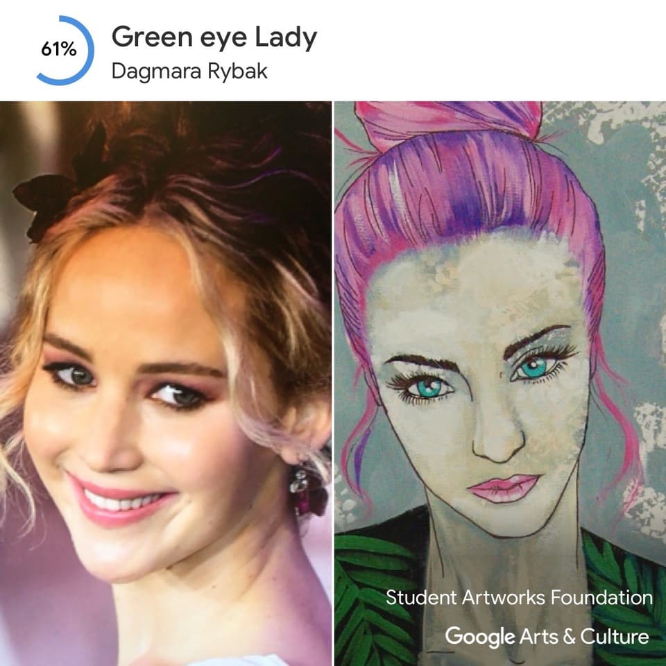 Ein Google Art Selfie mit Jennifer Lawrence