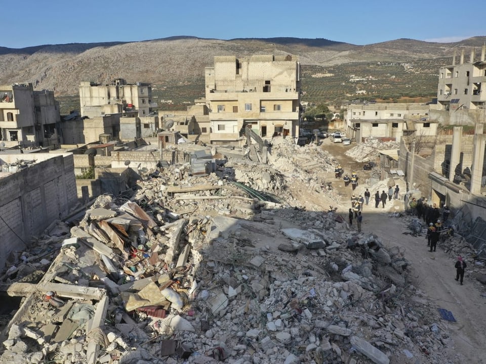 Zerstörte Häuser nach dem Erdbeben in Syrien.