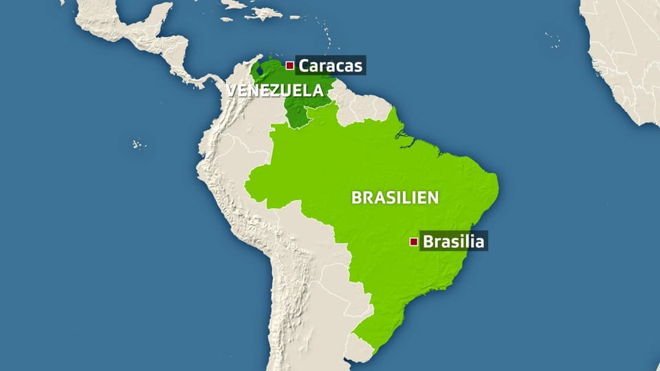 Karte Südamerikas – mit Brasilien und Venezuela