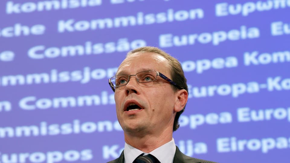 EU-Steuerkommissar Algirdas Semeta bei der Medienkonferenz