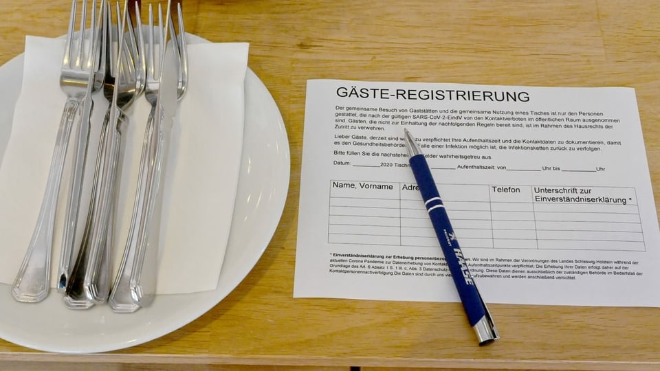 Registrierung in Restaurant.