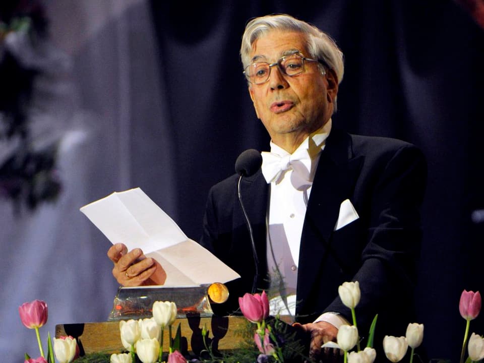 Der Preisträger bei einer Ansprache während der Feierlichkeiten in Stockholm