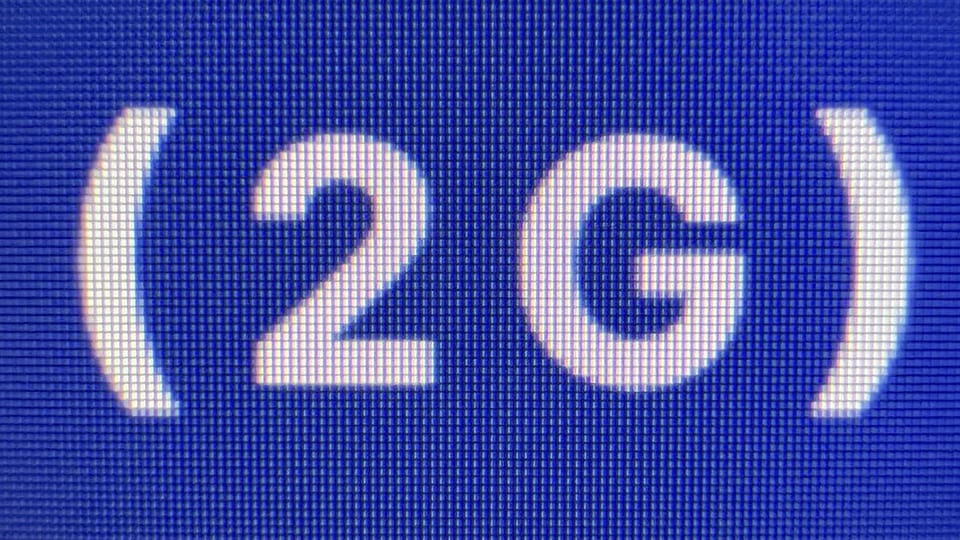 2G steht gross auf einem Bildschirm.