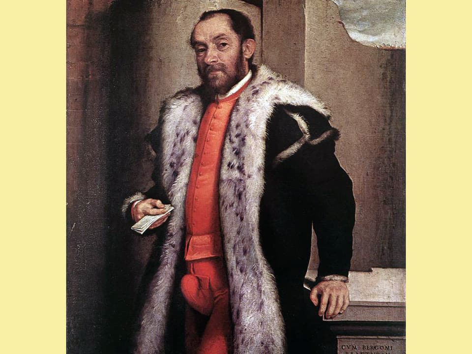 Adliger mit absurder Erektion in einem Gemälde von 1565