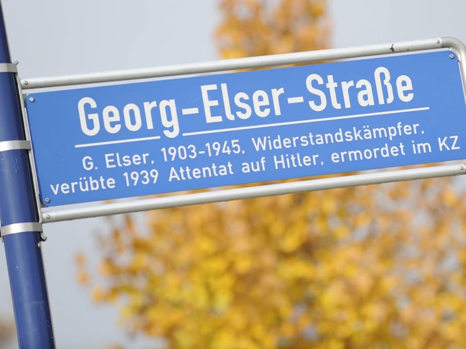 Strassenschild der Johann Georg Elser Strasse.