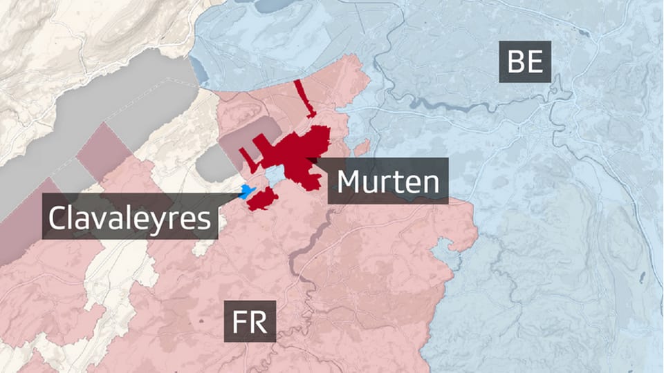 Karte mit Murten und Clavaleyres