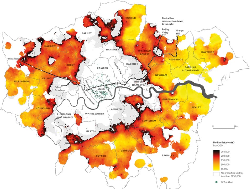 Die Hauspreise in London im Überblick auf der Karte.