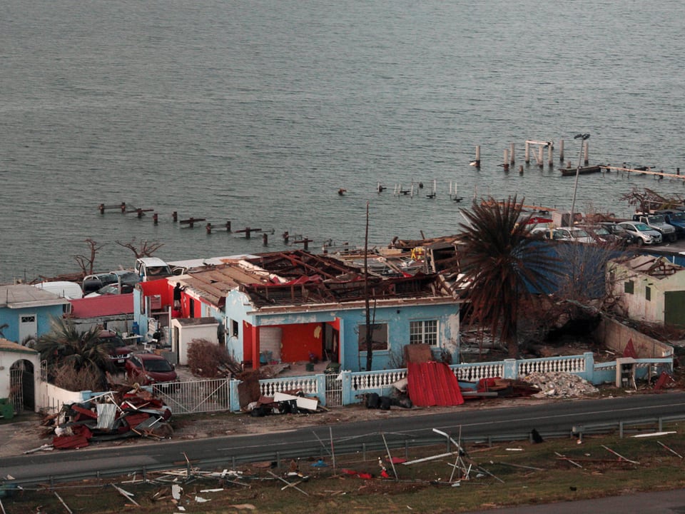 Ein zerstörtes Haus auf der Karibikinsel Saint-Martin.