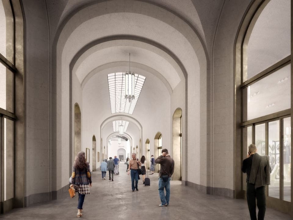 Visualisierung Endzustand der Passage des neuen Westflügels des Bahnhofs SBB.